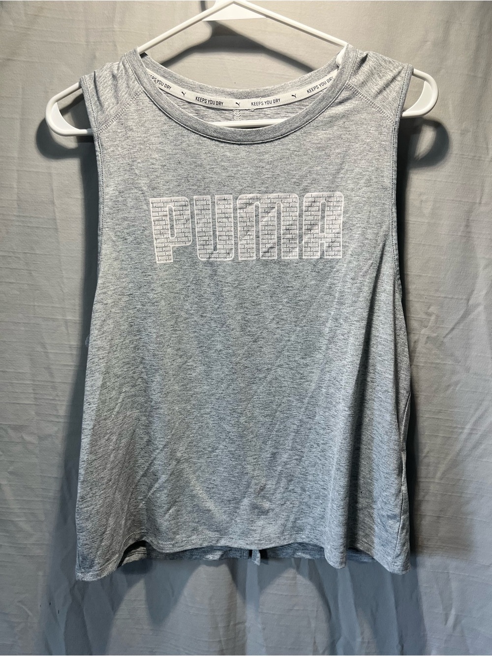 Puma Light Gray Graphic Logo Tank Top